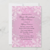 Roze Snowflake Winter Wonderland Sweet 16 Invite Kaart (Voorkant)