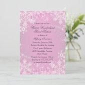 Roze Snowflake Winter Wonderland Sweet 16 Invite Kaart (Staand voorkant)