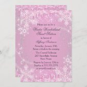 Roze Snowflake Winter Wonderland Sweet 16 Invite Kaart (Voorkant / Achterkant)