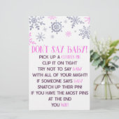 Roze Snowflake Zeg geen Baby shower Game Briefpapier (Staand voorkant)