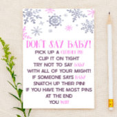 Roze Snowflake Zeg geen Baby shower Game Briefpapier