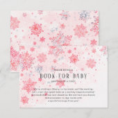 Roze Snowflakes Baby shower Book for Baby Card Informatiekaartje (Voorkant / Achterkant)