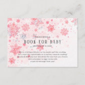 Roze Snowflakes Baby shower Book for Baby Card Informatiekaartje (Voorkant)