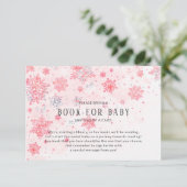 Roze Snowflakes Baby shower Book for Baby Card Informatiekaartje (Staand voorkant)