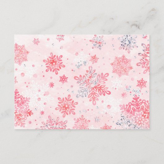 Roze Snowflakes Baby shower Book for Baby Card Informatiekaartje (Achterkant)