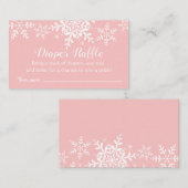 Roze Snowflakes Baby shower Diaper Raffle Ticket Informatiekaartje (Voorkant / Achterkant)