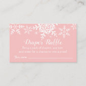 Roze Snowflakes Baby shower Diaper Raffle Ticket Informatiekaartje (Voorkant)