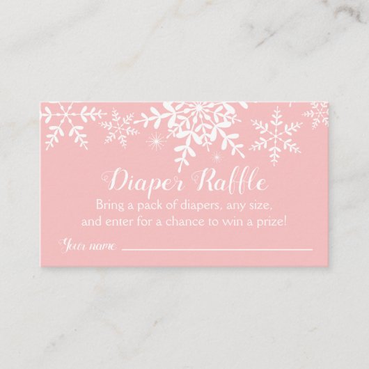 Roze Snowflakes Baby shower Diaper Raffle Ticket Informatiekaartje (Voorkant)