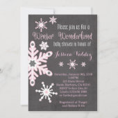 Roze Snowflakes Baby shower Kaart (Voorkant)