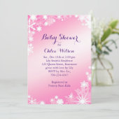  Roze Snowflakes Baby shower Kaart (Staand voorkant)