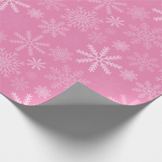 Roze Snowflakes Cadeaupapier (Hoek)