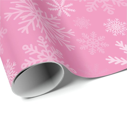 Roze Snowflakes Cadeaupapier (Rol Hoek)