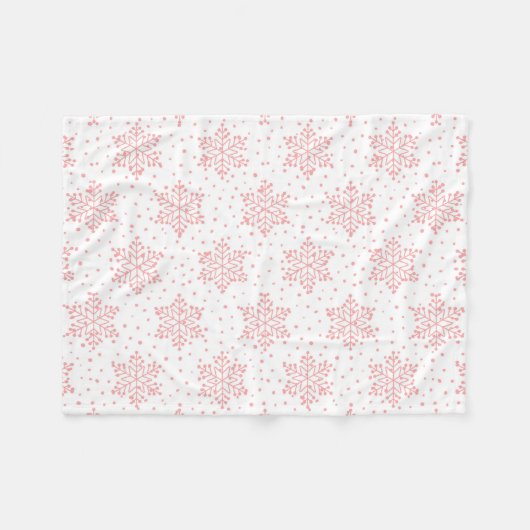 Roze Snowflakes Fleece Blanket (Voorkant (Horizontaal))