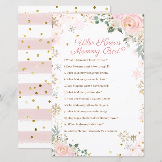 Roze Snowflakes Floral die mama het beste spel ken (Voorkant / Achterkant)