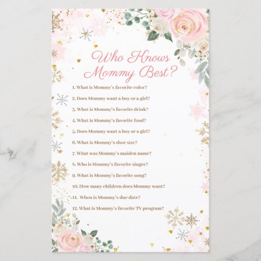 Roze Snowflakes Floral die mama het beste spel ken (Voorkant)