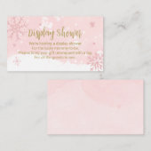Roze Snowflakes Girl Baby shower Display Shower Informatiekaartje (Voorkant / Achterkant)