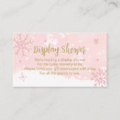 Roze Snowflakes Girl Baby shower Display Shower Informatiekaartje (Voorkant)