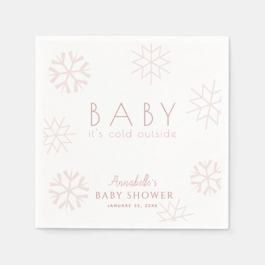 Roze Snowflakes Girl Baby shower Servet (Voorkant)