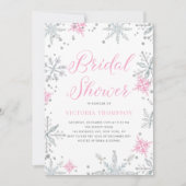 Roze Snowflakes Glitter Winter Vrijgezellenfeest Kaart (Voorkant)