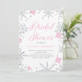 Roze Snowflakes Glitter Winter Vrijgezellenfeest Kaart (Staand voorkant)