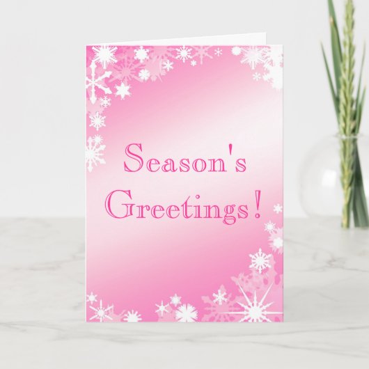 Roze Snowflakes Holiday Card Feestdagen Kaart (Voorkant)