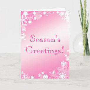 Roze Snowflakes Holiday Card Feestdagen Kaart