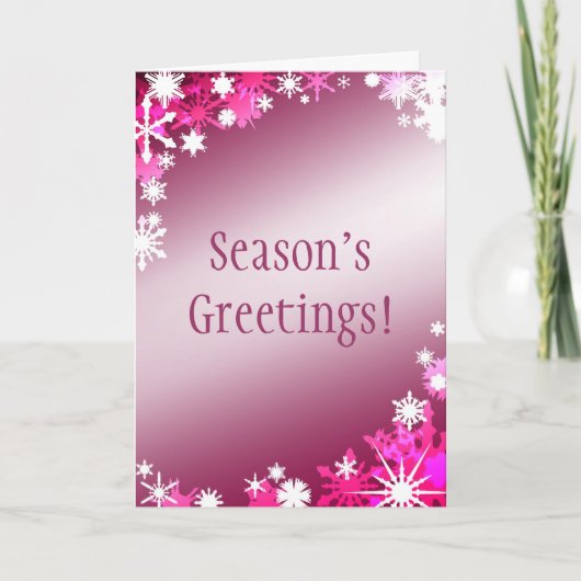 Roze Snowflakes Holiday Card Feestdagen Kaart (Voorkant)