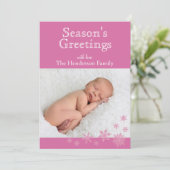 Roze Snowflakes Holiday Card Feestdagenkaart (Staand voorkant)