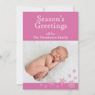 Roze Snowflakes Holiday Card Feestdagenkaart