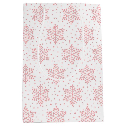 Roze Snowflakes Medium Cadeauzakje (Voorkant)