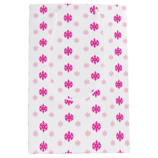 Roze Snowflakes Medium Cadeauzakje (Voorkant)