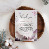 Roze Snowflakes ONEderful 1st Birthday Bedankkaart