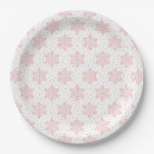 Roze Snowflakes Papieren Bordje (Voorkant)