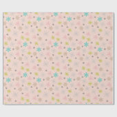 Roze Snowflakes Turquoise Lime Green Grey Cadeaupapier (Vlak)