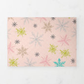 Roze Snowflakes Turquoise Lime Green Grey Drieluik Wenskaart (Cover)