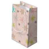 Roze Snowflakes Turquoise Lime Green Grey Klein Cadeauzakje (Achterkant Gekanteld)