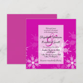 Roze Snowflakes uitnodiging voor kerstbruiloft (Voorkant / Achterkant)