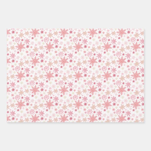 Roze Snowflakes Wrapping Paper Flat Sheet Set van (Voorkant 2)