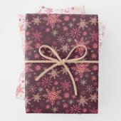 Roze Snowflakes Wrapping Paper Flat Sheet Set van  (In situ)
