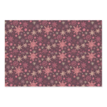 Roze Snowflakes Wrapping Paper Flat Sheet Set van 
