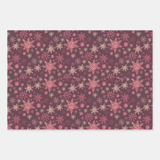 Roze Snowflakes Wrapping Paper Flat Sheet Set van  (Voorkant)