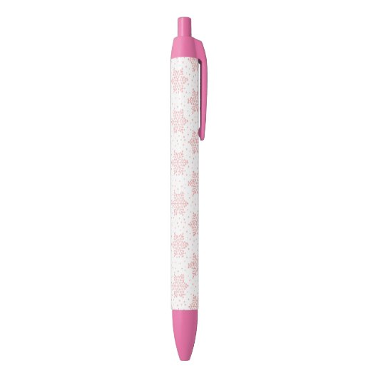 Roze Snowflakes Zwarte Inkt Pen (Achterkant (Verticaal))