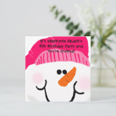Roze Snowman Birthday-uitnodigingen Kaart (Staand voorkant)