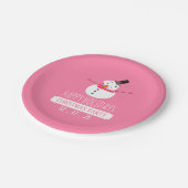 Roze Snowman, kerstfeest Papieren Bordje (Gekanteld)