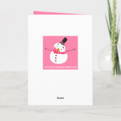 Roze Snowman, kerstgroet Kaart (Achterkant)