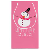 Roze Snowman Prettige feestdagen Klein Cadeauzakje (Achterkant)