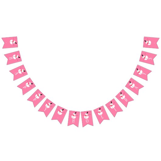 Roze Snowman Prettige feestdagen Vlaggetjes (Alle)