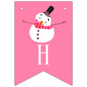 Roze Snowman Prettige feestdagen Vlaggetjes (Tweede vlag)