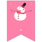 Roze Snowman Prettige feestdagen Vlaggetjes (Eerste vlag)