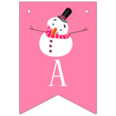 Roze Snowman Prettige feestdagen Vlaggetjes (Derde vlag)